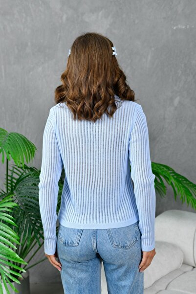 Miss Allos Cămașă pentru femei cu guler cu nasturi în față material reiat Pulover tricotat