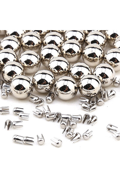 Hobi Dünya 4 mm Deliksiz Çakma İnci Gümüş 100 Adet Çivisi ile Birlikte