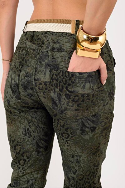 Park Moda 21980 Belt Detail Leopard Print Pants