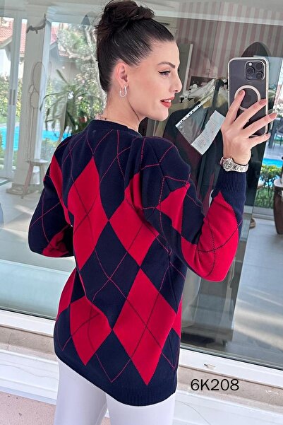 İnce Topuk Baklava Pattern Knitwear Tunic 6K208