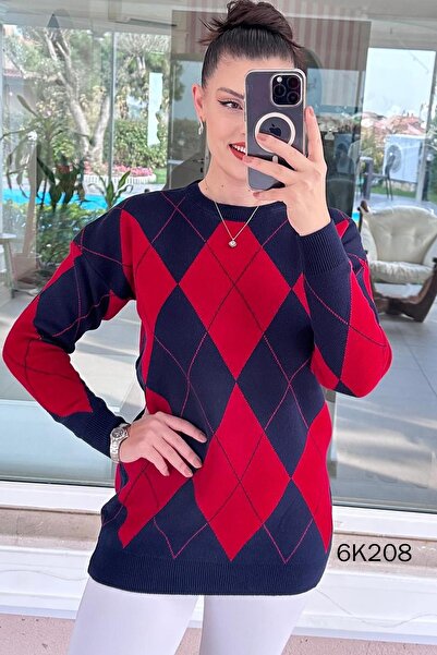 İnce Topuk Baklava Pattern Knitwear Tunic 6K208