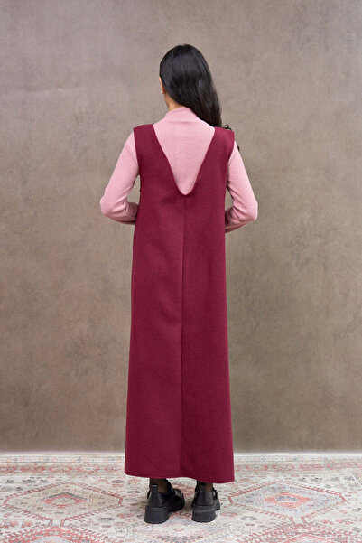 KÜÇÜĞÜM BUTİK Long Burgundy Cashmere Jile Dress