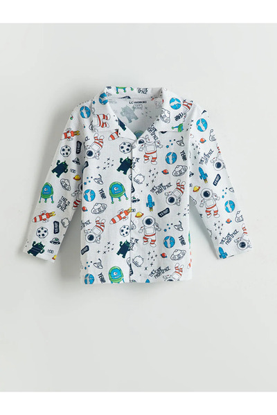 LC Waikiki Lcw Kids White Printed Boys Pajama Set