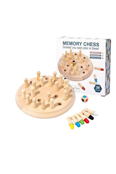MACVI ® Joc educativ din lemn – șah, memorie și potrivire a culorilor, pentru copii de peste 3 ani