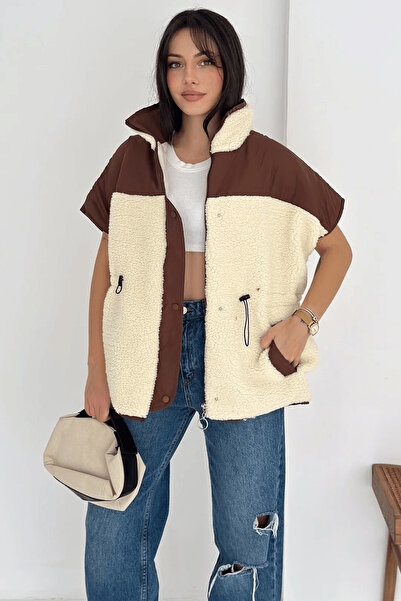 cemo Short Sleeve Contrast Detailed Lined Plush Vest – Warm & Stylish