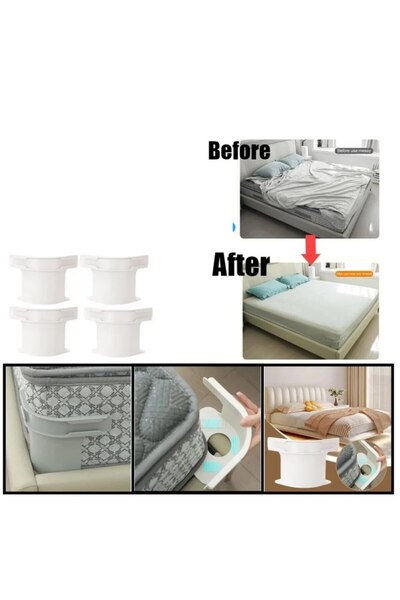 Anadolu Saray Çarşafmatik 4-Piece Sheet Holder Set Quilt Pike Duvet Cover and Sheet Fixer Clip Anti-Slip, Anti-Wrinkle