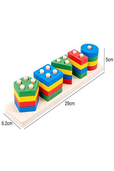 COOYA Kids UnisexWooden Geometric Shape Stacking Blocks Multicolored Toy