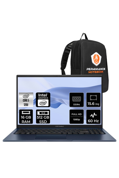 ASUS Vivobook 15 Core 5 120U 16GB RAM 512GB SSD 15.6" FHD FreeDOS X1504VANJ36...