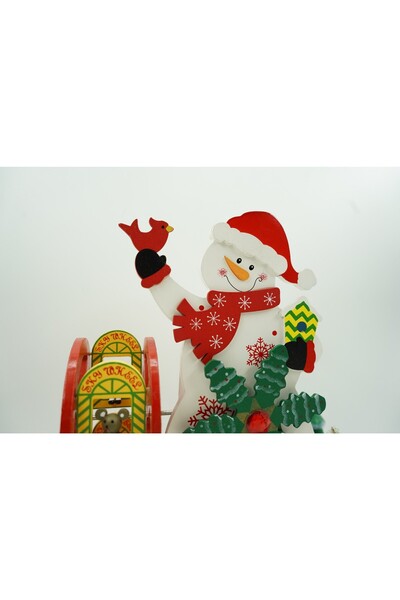 Flippy Christmas Music Box, Snowman, Multicolor, Wooden, 21.5 cm x 24.5 cm, Interior,