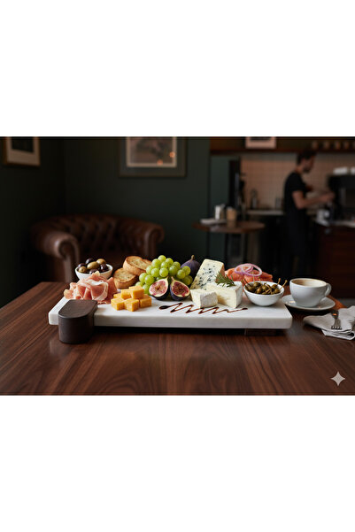 Davi Ahşap طبق تقديم متعدد الأغراض من الرخام - طبق تقديم من الرخام الطبيعي مع أرجل خشبية