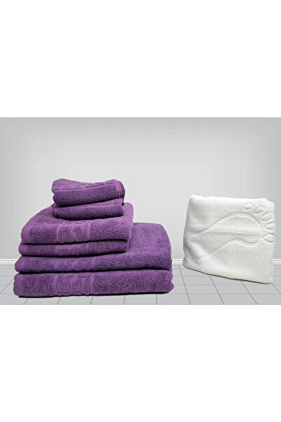 rotop Set 7 Pakistani Cotton Towels Greek Border Purple