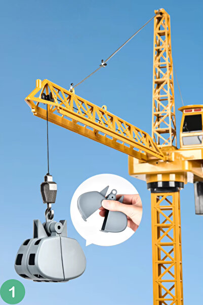 giffy Oyuncak Uzaktan Kumandalı 128 Cm Kule Vinç ve Damperli Kamyon Şarjlı Led Işıklı 2'li Set