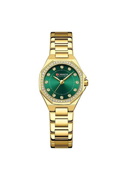 Curren Ceas de damă, cadran verde, carcasă și curea aurii, 58g