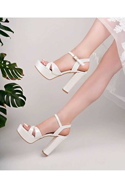 Zenvea Women's High Heels Platform Wedding Dress Engagement Wedding White Shoes