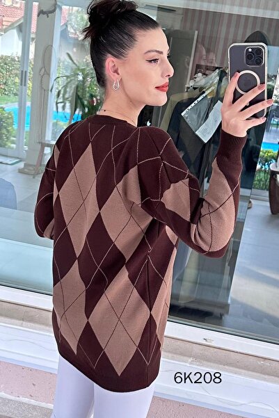 İnce Topuk Baklava Pattern Knitwear Tunic 6K208