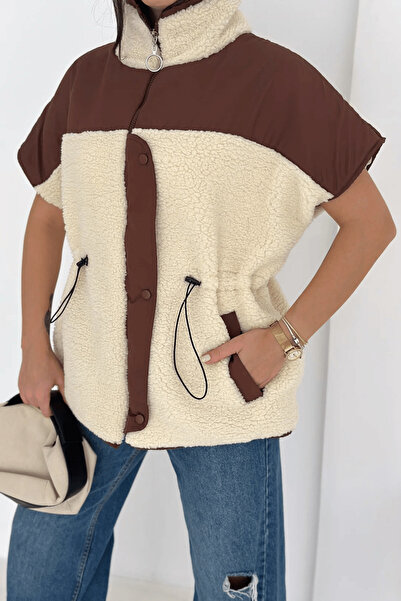 cemo Short Sleeve Contrast Detailed Lined Plush Vest – Warm & Stylish