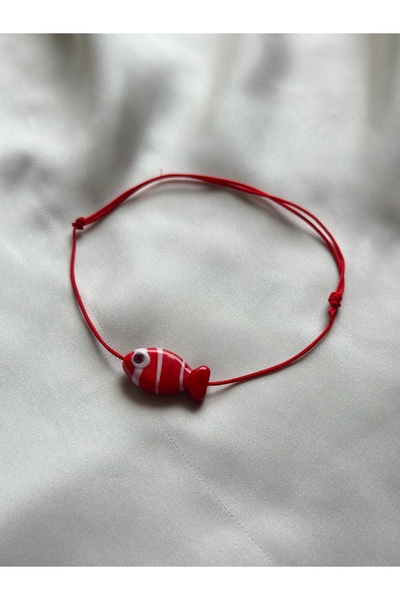 Femenino Murano Cam Kırmızı Balık Figürlü Ayarlanabilir Halhal