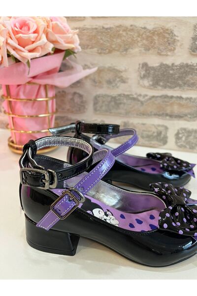 ROSE SHOES KİDS Rugan Shiny Patterned Heel Shoes with Barrel Heel