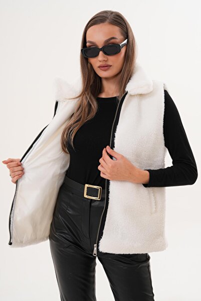 ŞİMAL Kadın Fermuar Kapamalı Peluş Yelek 255126 -