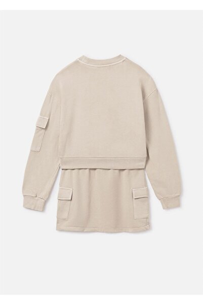 MAYORAL Girl's Cargo Skirt Sweatshirt Set Cream 7917