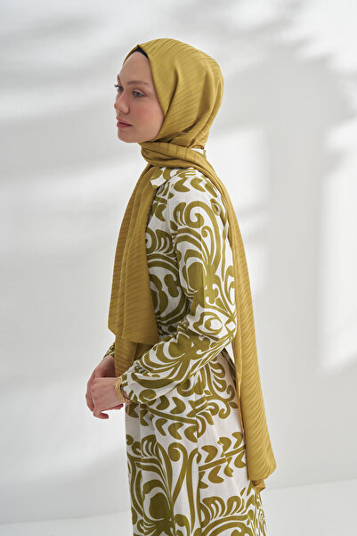 ARMANDA Nanya Jakar Line Patterned Shawl - Oil Green