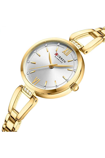 Curren Ceas de damă 9092, cuarț, brățară aurie, cadran alb, elegant și versatil