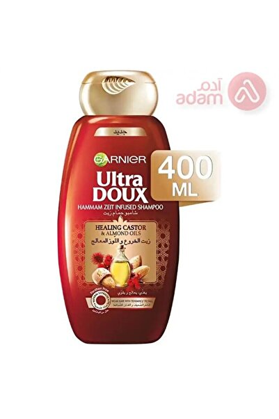Ultra Doux جارنيير شامبو حمام زيت غني بزيت الخروع واللوز العلاجي من الترا دوكس، 400 مل