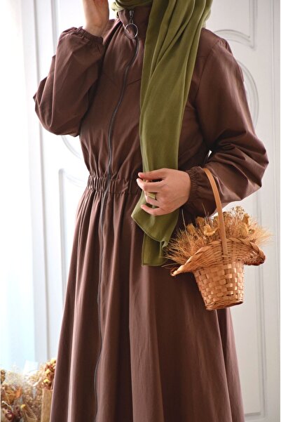 EMİNOS BUTİK Kahverengi Fermuarlı Kap