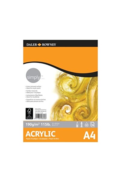 Daler Rowney Bloc de desen acrilic Simply, 21 x 29,7 cm, 190 g/m2
