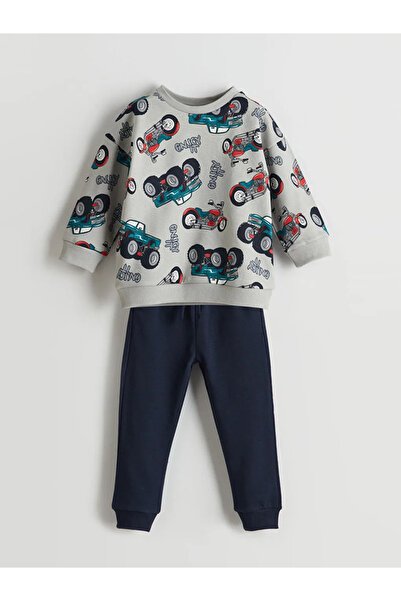 LC Waikiki Lcw Kids Gray Crew Neck Boys' Sweatshirt and Sweatpants Set of 2