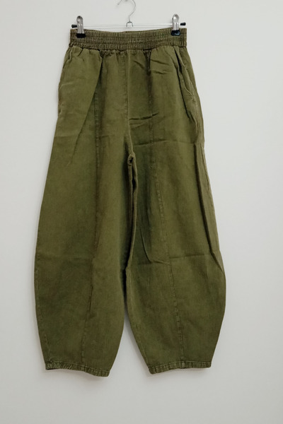 Nana & Mayka Moda Women's Black Snow Washed Gabardine Baggy Trousers – Relaxed Fit, Cotton