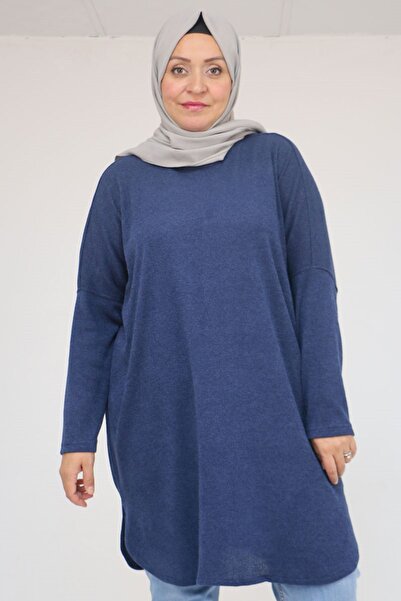 Eslina 58156 Plus Size Basic Mir Tunic - Indigo