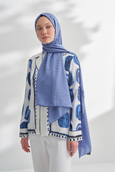 ARMANDA Nanya Jakar Line Pattern Shawl - Indigo