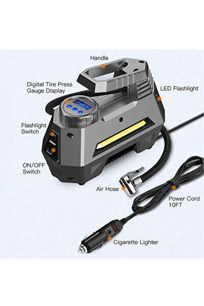 COOYA Portable Air Compressor Tire Inflator Car Tire Pump With Digital Pressure Gauge (150 Psi 12V Dc)