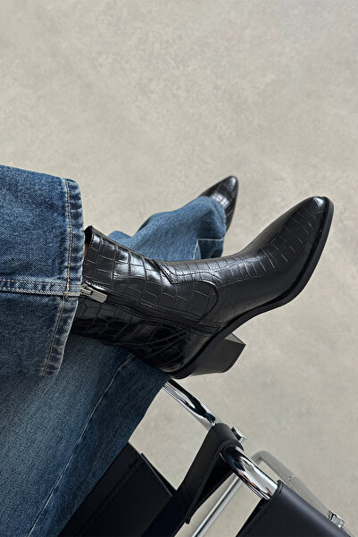 wolk shoes ose Kadın Kırışık Deri Topuklu Bot