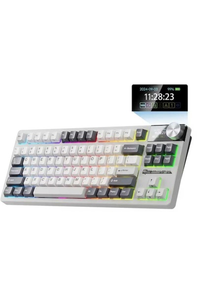 ROYAL KLUDGE Tastatură S85 RGB TKL, înlocuire la cald, switch-uri cloud, albă...