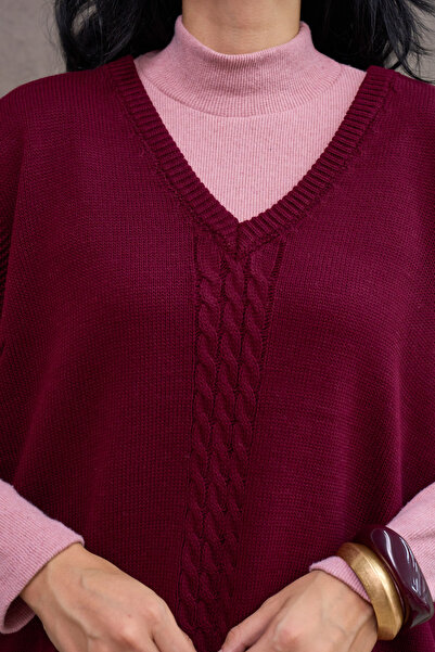 KÜÇÜĞÜM BUTİK Burgundy Oversized Sweater