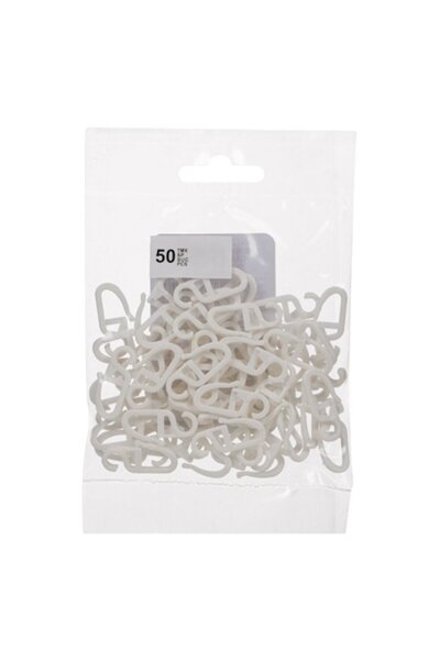 SHOPIENS Curtain Hooks Set, 50 Pieces, Plastic, White - MYONNA