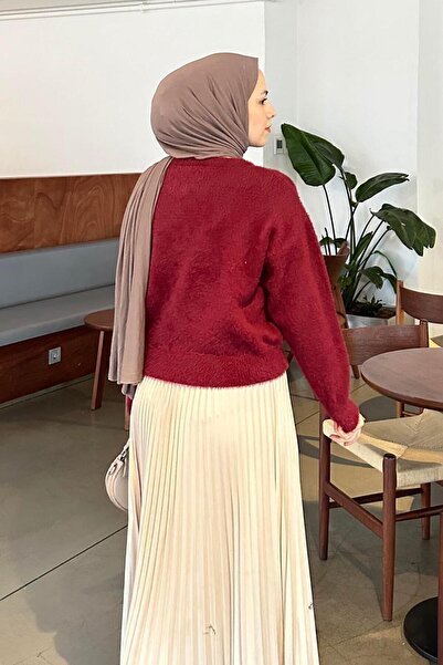 lamelif Sakallı Basic Hırka Bordo