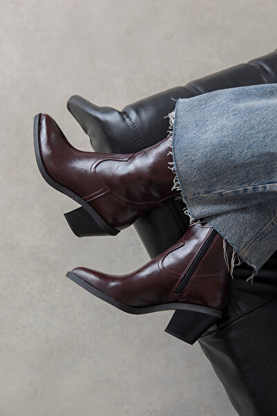 wolk shoes ose Kadın Kırışık Deri Topuklu Bot