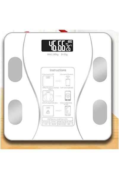 GOLD MARKET Smart Electronic Bathroom Scale with App, Digital Backlit Display, Thermometer, up to 180 kg, White