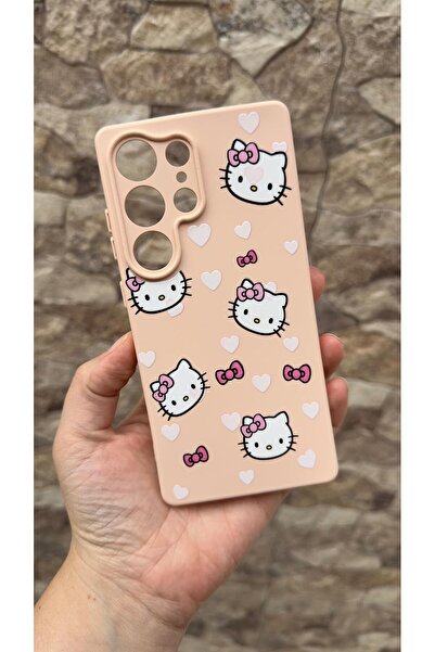 Vip Case Samsung Galaxy S25 Ultra Hello Kitty Desenli Pudra Silikon Darbe Emici Rubber Kılıf