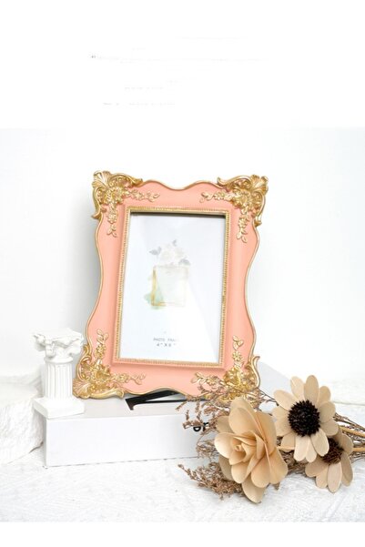 Generic Vintage Ornate Resin Picture Frame with Easel & Hook (4x6 inch) - Pink