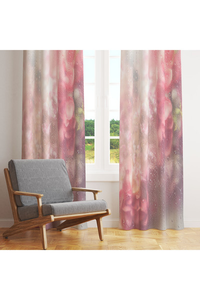 LadiesHome Cortina de fundal cu o singură aripă, cu efect de ploaie roz, cu flori, 140x260