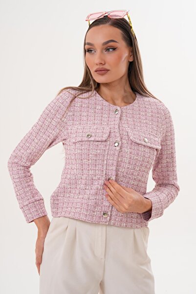 ŞİMAL Дамско сако с кръгла яка, копчета и пайети 255346 -