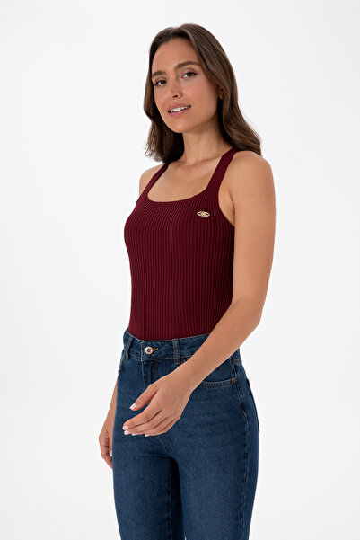 U.S. Polo Assn. Women's Burgundy Square Neck Sweater 50314626-Vr177