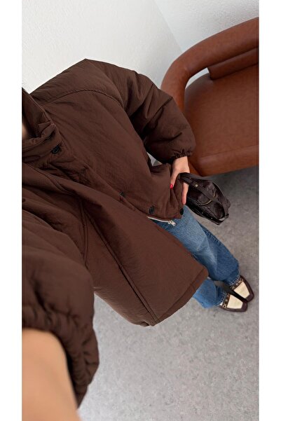 HAZELANNA Brown Oversize Puffer Jacket