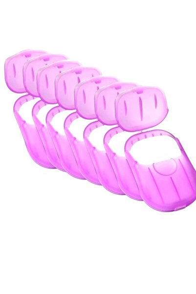 GOLD MARKET Set 10 seturi Sapun din Hartie, de Unica Folosinta, Cutie Portabila, Potrivit pentru Calatorii, Roz