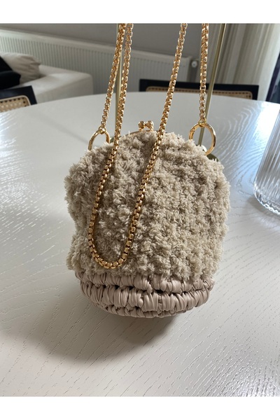 Fazeka Teddy çanta,tüylü çanta,örgü çanta,hasır çanta,gold çanta,deri çanta