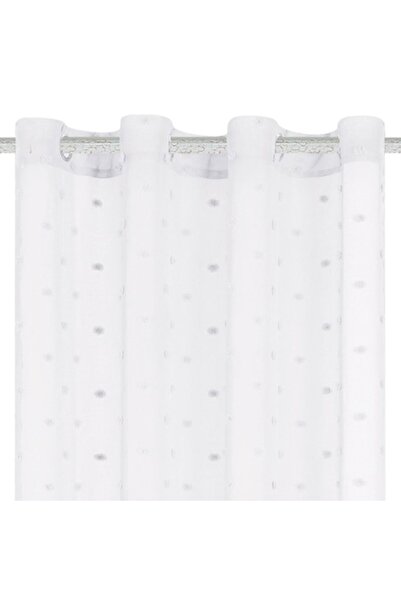 SHOPIENS Decorative Curtain with Fringes and Rings, White, 140x260 cm - MYONNA